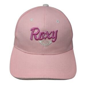 Roxy Strapback Hat Pink One Size Embroidered Logo Spell Out Adjustable